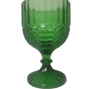 Anchor Hocking Vintage Green Goblet Compote Heavy Glass